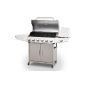 Barbecue grill gas silvery color - 6 burners + 1 - stainless steel - 4 wheels and thermometer - Type Approved by TÜV Rheinland