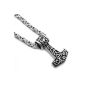 1 Set King chain + trailer Curb Chain Necklace Thor Hammer Thor Hammer Eagle Skull Men's Jewelry Silver Black (Textiles)