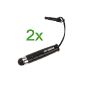 2 x BIRUGEAR Pen Mini Black with 3.5mm adapter for the Touchscreen Tablets and smartphones (iPhone, iPad, Samsung, Motorola, LG, HTC, Blackberry) (Wireless Phone Accessory)