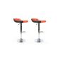 2x bar stools Orange / Black Faux Leather Adjustable high