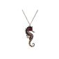 Yazilind Vintage cute Bronze Red Sea Horse Alloy long chain necklace for women (jewelery)