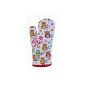 Homescapes Ovenglove owl, red orange white 18 x 32 cm, oven glove from 100% pure cotton with polyester filling, washable Kochhandschuh.