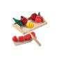 Happy People 45007 - wooden tray with wood fruits / vegetables 20.5 x 13 x 3.5 (Toys)