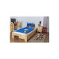 Cot / youth bed pine timber massive natural A10, including slatted frame -. Dimension 90 x 200 cm