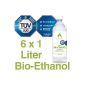 6 x 1L bioethanol 96.6% - 6 liters in 1L bottles to handy & safe use - TÜV certified purity, quality, safety and sustainable production - Made in Germany - SPECIAL PRICE ONLY 2.48 EUR / L.  !!!