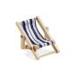 Decorative deck chair, wood, blue and white fabric seat, 5 x 3.5 cm (toys)