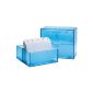 Card boxes DIN A6 landscape for about 200 cards, plastic translucent blue, including 100 index cards (white, lined) and registers, 15.9 x 8.3 x 13.7 cm (Office supplies & stationery)