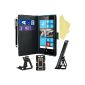 BAAS® Black Leather Wallet Case Skin Cover for Nokia Lumia 520 + 3 x Screen Protector + Stylus For Touch Screen (Electronics)