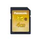 Panasonic RP-SDW04GE1K SDHC Memory Card 4GB Class 10 speed (22 MB / sec transfer rate) (Electronics)