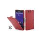 StilGut® UltraSlim Case leather case for Sony Xperia Z3 Compact, Red (Electronics)