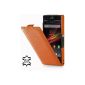 StilGut, UltraSlim, exclusive genuine leather pouch for Sony Xperia Z Google, orange (Electronics)