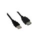 USB 2.0 extension - male / female - type A - Black - 1m
