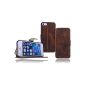 Premium Leather Flip Case Book Case for iPhone 5 / iPhone 5S Cover Wallet Case Cover with Stand Function and debit / credit card pocket in Stone Washed antique rust brown (Accessories)