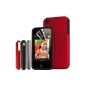 Supergets primaries Apple iPhone 4 and 4S 2-piece shell in red silicone and polycarbonate double hedge / Combo Hard and Soft Cases / Silicon Case Case Case shell, Plus with screen protector and cleaning cloth (Electronics)