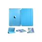 Swees® Case Leather Cover for Apple iPad Air (iPad 5), with positioning stand, support and the wakes + screen protection film and Stylus (Blue)