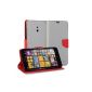 Nokia Lumia 1320 Hull, GMYLE (R) classic pocket Nokia Lumia 1320 - Silver Grey & Red Cross Pattern PU Leather Flip Cover Cases cover shell (Wireless Phone Accessory)