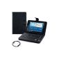 Universal kwmobile® of high quality leather with integrated Bluetooth keyboard for 7-8 