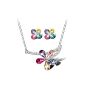 7Ounces - Flower Adornment Women / Girls - Fashion Jewelry - Necklace & Earring - White Gold plated alloy - Austrian Crystal Multicolor - 'Fragrance Pleasant' (Jewelry)
