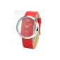 AMPM24 Sports Quartz Watch Elegant Transparent Dial Red Leather Strap Unisex - WAA026 (Watch)