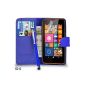 Nokia Lumia 635 Premium Leather Wallet Case Pouch blue flip screen + Mini Stylus Pen + Touch Stylus + Protector Big & Chiffon BY SHUKAN®, (BLUE) (Electronics)