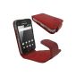 iGadgitz genuine leather bag protection Skin Case Cover in Red for Samsung Galaxy Ace S5830 + Screen Protector (Wireless Phone Accessory)