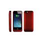 [Apple Certified] EasyAcc® MFi 2200mAh colorful iPhone 5 5c 5s Battery Case, advanced rechargeable battery Protective Case Cover for iPhone 5 5s 5c original Lightning charging plug, Color: Red Metal [24 months warranty] (Wireless Phone Accessory)