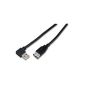 Extension USB 2.0 A male to A female angled, black, 1,8m, Good Connections® (Electronics)