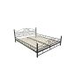 Metal bed - Black - with slats - curved lines - 140 cm X 200 cm