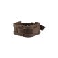 SIX MAN light brown leather strap in used look with woven band and buckle closure (Real Leather) (243-561) (Jewelry)