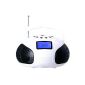 August SE20 - Mini Bluetooth MP3 Stereo System - Portable Radio with Bluetooth Speaker Powerful - Radio Réveil FM with SD card reader, USB stick and Auxiliary Port (Micro USB) - Speaker Stereo 2 x 3W with Rechargeable Battery (White) ( electronic devices)