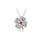 Ninabox - Four Leaf Clover Necklace Lucky - Swarovski Elements - Multicolor - Gold Plated White - 41 cm (Jewelry)
