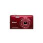 Nikon Coolpix S5200 Digital Camera (16 Megapixel, 6x opt. Zoom, 7.6 cm (3 inch) LCD display, image stabilizer) Red (Electronics)