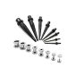 Dehnset Tunnelset Set Tunnel expansion rod Plug Dehnungsset stretching rod expander Black Silver Piercing Earrings (jewelry)