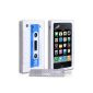 Yousave Accessories TM Stylish White and Blue Retro Cassette Tape Silicone Gel Protective Cover for Apple iPhone 3 / 3G / 3GS with screen protector film and Grey Microfiber Polishing Cloth (Accessories)