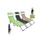Linxor France ® foldable and adjustable aluminum lounge chair + sun visor black, beige or green / CE Standard