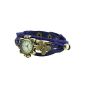 Women Retro Leather Strap Watch Butterfly Quartz Clock Knitted Bangle Bracelet Blue (clock)