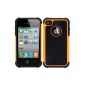 kwmobile® Hybrid Case for Apple iPhone 4 / 4S in black and orange.  TPU inside Case, Hard Case framing!  Ideal for outdoor use and modern.  (Wireless Phone Accessory)