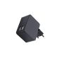 New!  Industry Standard Double (Twin) -USB power adapter 5V / 2.5A HNP13-2USB black - Modern, versatile applicable AC adapter!  Compatible with Apple and the majority of the new IT and multimedia portable devices!  (Electronics)