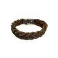 Leather bracelet braided brown magnetic closure silver (Misc.)