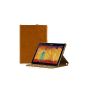MANNA UltraSlim Samsung Galaxy TabPRO 10.1 Case | Case leatherette, brown with contrasting stitching | Deployable pocket | CleverStrap hand strap | Auto Sleep function | Protective Case for Samsung Tab Pro 10.1 SM-T520 SM-T525 (Electronics)
