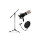 Stage & Studio microphone set CM003 with microphone, tripod and microphone shield
