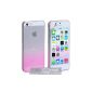 For iPhone 5 / 5S Case Transparent / Pink Hybrid Hard Drop Rain Cover (Accessory)