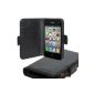 uTection BASIC Apple iPhone 4 / 4S Leather Case | Wallet style with card slots | Black (Electronics)