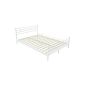 Double metal bed with integrated slat base in white bed frame size 140x200 or 180x200 choice (household goods)