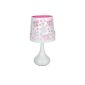 White metal lamp touch pink butterfly motif