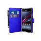 BAAS® Sony Xperia E1 - Blue Case Cover Leather Wallet Case + 2 x Screen Protector + Stylus For Touch Screen (Electronics)