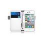JAMMYLIZARD | Luxury Wallet Leather Case Cover for iPhone 4 and 4S, White / Champagne (Accessories)