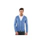 VB Sweater - stylish cardigan with V-neck and contrast button placket, slim fit (Clothing)