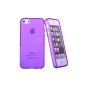 iHarbort TPU Silicone Case Cover iPhone 5 5S shell transparent purple with protective film (Electronics)