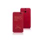Nine Dot InventCase® View Flip Case / Cover / Case with Screen Protector for HTC One (M8) (Red) (Wireless Phone Accessory)